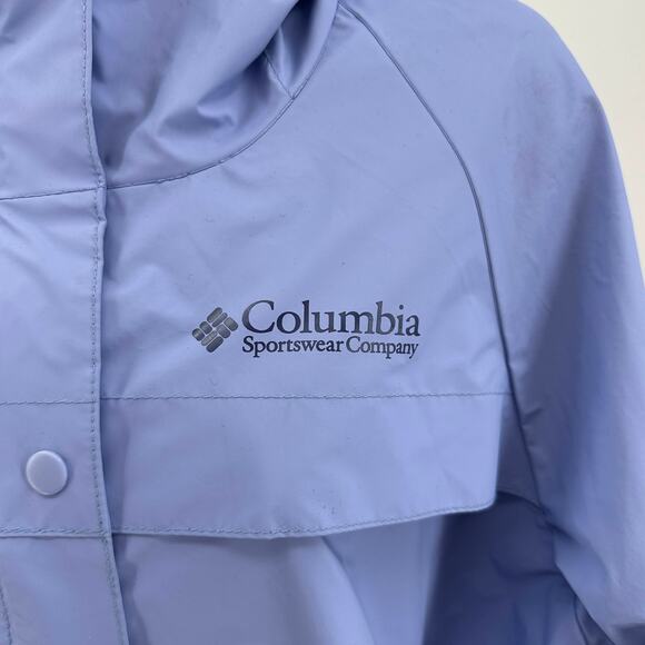 Columbia Sportswear Rain Jacket WMNS M Light Purple Waterproof Hooded Snap Zip - Picture 3 of 9